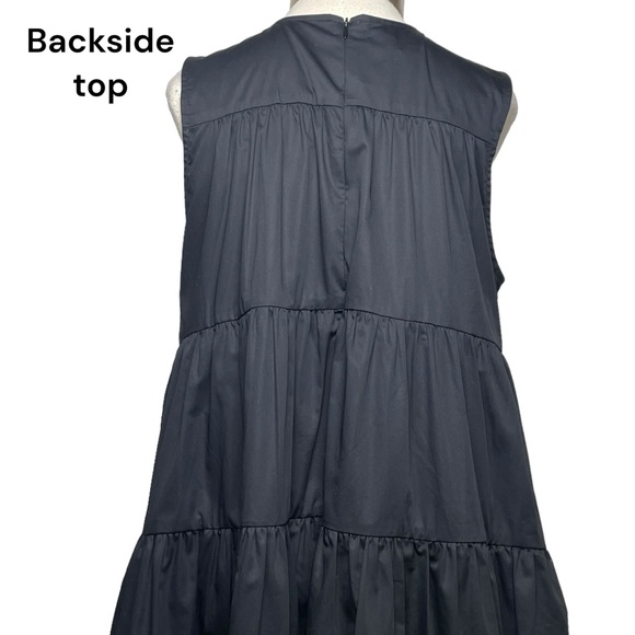 CO Essentials Collection Sleeveless Cotton Tiered Midi Dress Black Pocket Sz Med - Picture 11 of 16